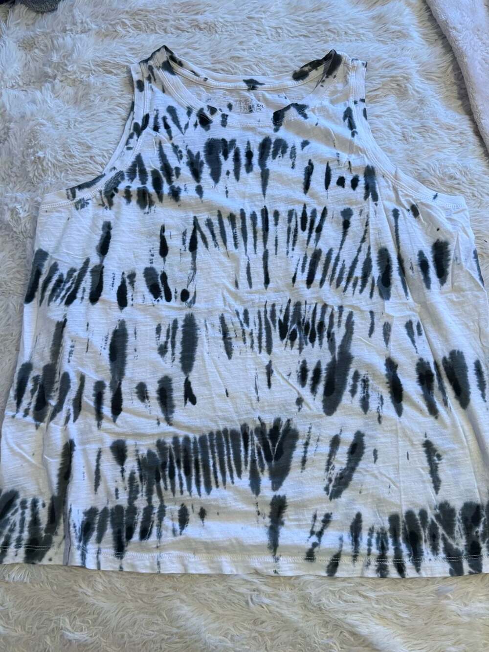 Time and Tru Tank Top Size XXL 20 Black White Tie Dye Cotton
